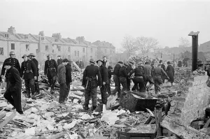 V2 Rocket incident at a paint factory, Downham Road, Hoxton. OPS N. F