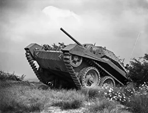 Valentine tanks on exercise on Salisbury Plain during Second World War