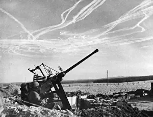 Bren Gun Prints: Vapour trails from British and American aircraft over the Dutch-German border