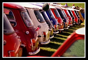 Various Mini Motor Cars at Silverstone for 40th anniversary celebrations August 1999