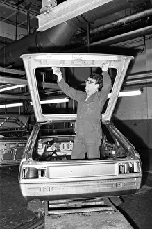 Vauxhall Prints: Vauxhall car worker Ken Brown on the assembly line at the Vauxhall factory in Luton