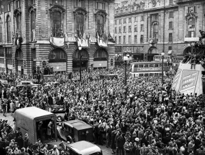 VE Day celebrations in Central London to mark the Allied victory in Europe at the end of
