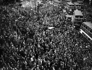 00681 Prints: VE Day celebrations in Central London to mark the Allied victory in Europe at the end of