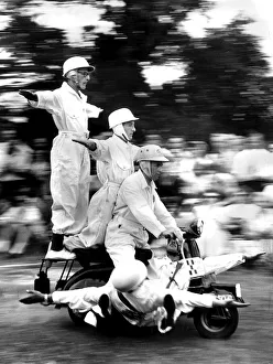 Five on One Vespa scooter July 1957 A dispaly given by the South London Vespa club