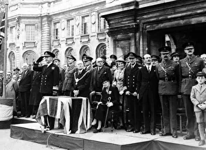 01434 Prints: Vice Admiral A. D. Read taking salute at Cardiff Thanksgiving week parade