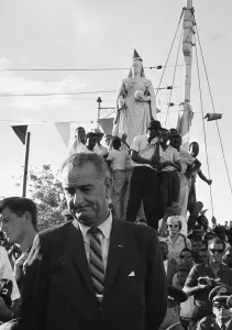 Caribbean Prints: Vice President Lyndon B. Johnson seen here at the Parade Ground in Kingston during