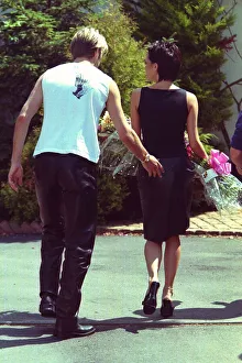 Victoria Adams Posh Spice David Beckham July 1999 are pictured leaving home tow