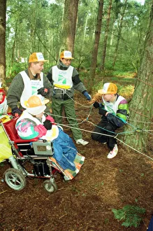 Disabled Prints: Victoria School Birmingham taking part in the BT Kielder Challenge at the Lickey Hills