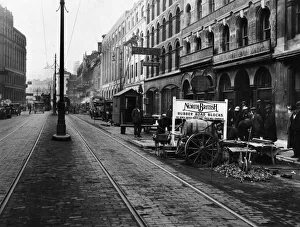 Health And Safety Prints: Victoria Street, Bristol, wooden pavement blocks being repaired & replaced by North
