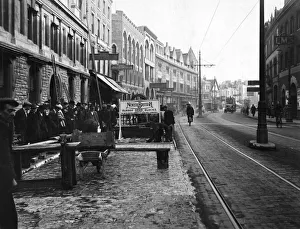 Victoria Street, Bristol, wooden pavement blocks being repaired & replaced by North