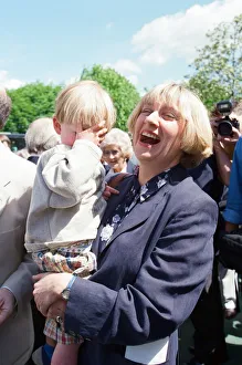 Victoria Wood pictured with her son Henry Durham at the unveiling of the Eric Morecambe