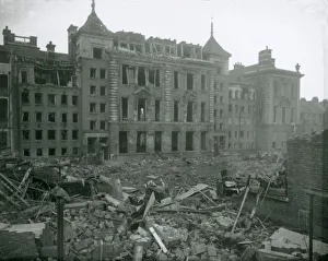 View of the bombed fire station at Tooting in South London following an air raid by