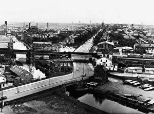 View over Bootle, Liverpool, from the top of a sixteen storey block of flats which is