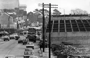 View from the Cross Inn, Gabalfa, the North Road Fly-over which will carry traffic over