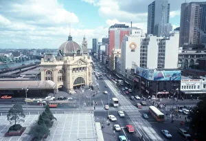 View of Flinders Street Railway Station in Central Melbourne Australia