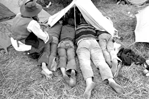 Tents Prints: View inside tent at the Isle of Wight Pop Festival 30th August 1969