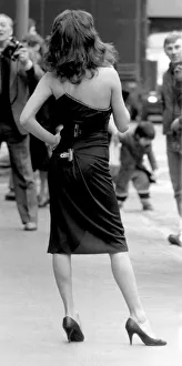 Back View... Jackie Jones seen here modelling a dress pulled tight with a bulldog clip