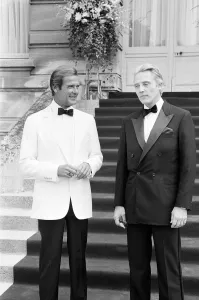 A View to a Kill 1984 James Bond film, Photocall outside The Chateau de Chantilly in