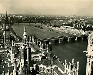 Capital Prints: A view of the London skyline taken from The Palace of Westminster showing Big Ben