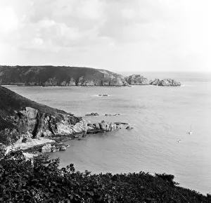 Cliff Prints: A view of Moulin Huet Bay and Jerbourg Point on the island of Guernsey, Channel Islands