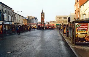 Street Scenes Prints: View of the new pedestrianisation of Redcar High Street that is causing so much concern