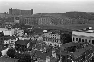 View of Park Hill flats, Sheffield, taken from the Town Hall. 21st August 1967
