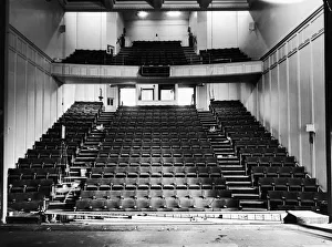 Auditorium Prints: A view of the redecorated Birmingham Repertory Theatre showing the upholstered tip-up