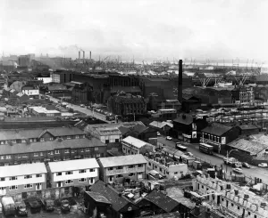 View from the roof of the new sixteen-storey block of flats - Irlam House which shows
