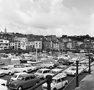 00497 Prints: A view of St Peter port harbour on the island of Guernsey, Channel Islands