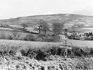 Places Prints: View of the village of Llangendeirne in the River Gwendraeth river valley