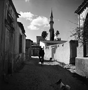 Shadow Prints: View in the village of Peristerona near Nicosia on the island of Cyprus