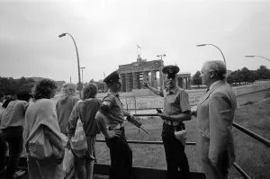 01069 Prints: Views of the Berlin Wall, Germany. Pictured are Royal Military Police. 7th August 1986
