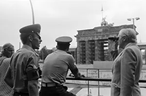 01069 Prints: Views of the Berlin Wall, Germany. Pictured are Royal Military Police. 7th August 1986