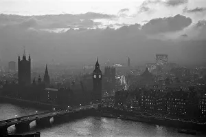 Skyline Prints: Views from the South Bank at night, showing Houses of Parliament and Big Ben