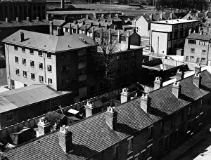 Views over Spon End looking over the new four storey flats and the recently built Y. W. C. A