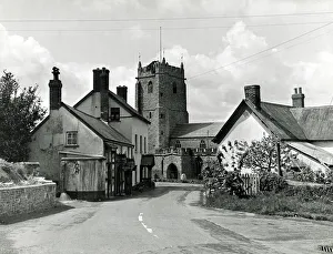 Towns And Villages Prints: The village of Culmstock in Devon with view of church Scenic Circa 1955