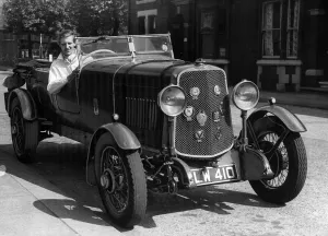00586 Prints: Vintage french Schneider sports car with Mr Goddard at the wheel, 28th June 1956