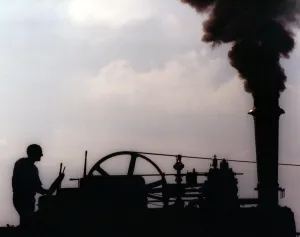Vintage Prints: A vintage traction engine getting steamed up on 22nd September 1998