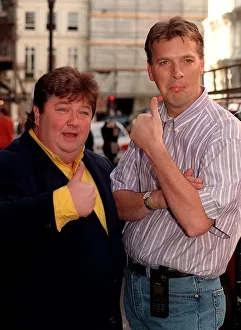 Virgin Radio disc jockeys Russ Williams (right) and Jono Coleman attend a book launch in