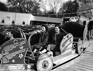 Fairground Prints: Visitor enjoying big dipper and other rides at the Festival of Britain pleasure gardens
