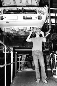 Volkswagen assembly line worker Peter Schredewitz at work in Wolfsburg, Germany