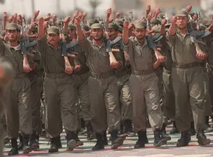 Iraq Prints: Volunteer Reserve Army Parade in Iraq May 1998 Crowds / groups of soldiers marching