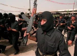 Volunteer Reserve Army Parade in Tikrit Iraq May 1998 The Men of the Suicide