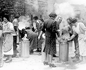 Soup Kitchen Prints: Volunteers prepare a meal for families made homeless by bombing in October, 1941
