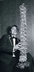 Waiter Prints: Waiter Johnny Zelaskowski holds 50 fragile Wine glasses stacked high March 1978