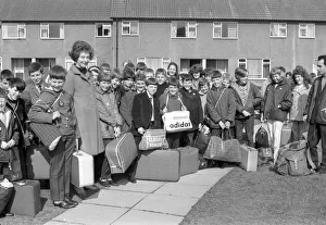 Waiting to set out on the first stage of a long journey were these children from Chace