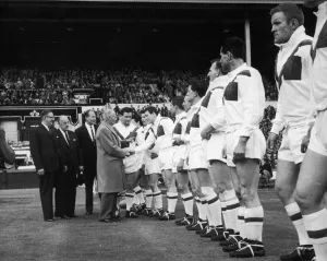 Meet And Greet Prints: Wakefield Trinity line up on the pitch at the start of the Rugby League Final against