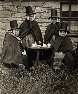Wales National Costume - Four women in traditional Welsh Costumes