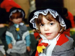 00365 Prints: Wales National Costume - Young girl dressed in national costume for St Davids Day