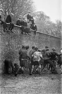 The Wall Game played at Eton College. Near Windsor in Berkshire. 26th November 1966